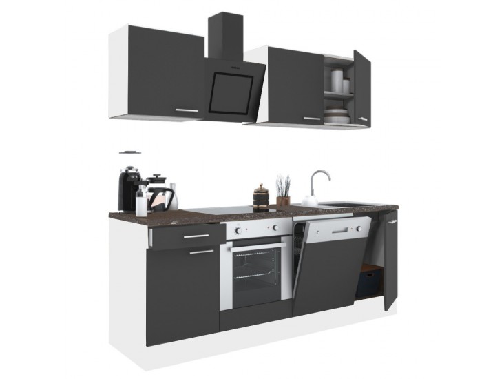 Yorki 220 konyhabútor fehér korpusz,selyemfényű antracit fronttal alsó sütős elemmel