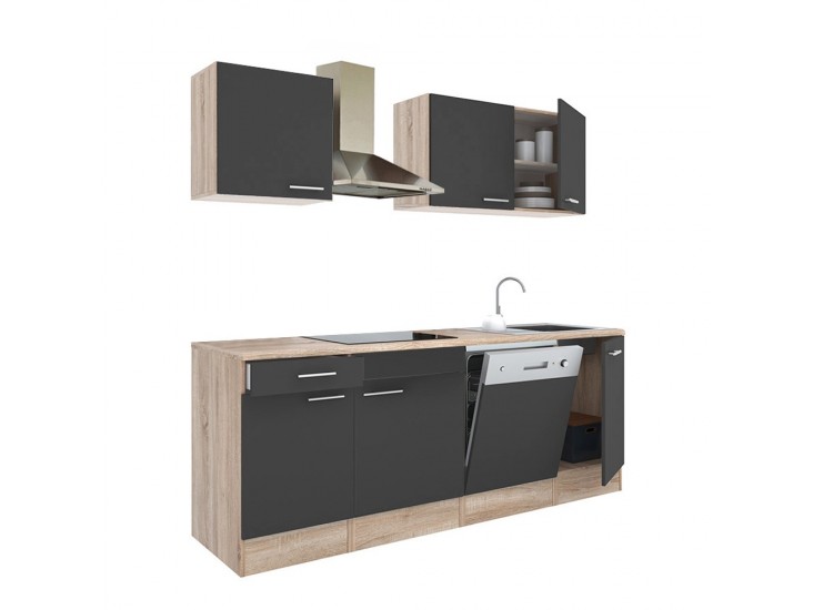 Yorki 220 konyhabútor sonoma tölgy korpusz,selyemfényű antracit fronttal