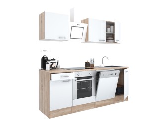 Yorki 220 konyhabútor sonoma tölgy korpusz,selyemfényű fehér fronttal alsó sütős elemmel