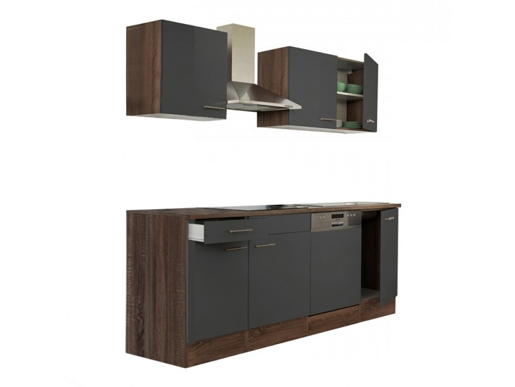 Yorki 220 konyhabútor yorki tölgy korpusz,selyemfényű antracit fronttal