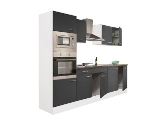 Yorki 270 konyhabútor fehér korpusszal, selyemfényű antracit fronttal