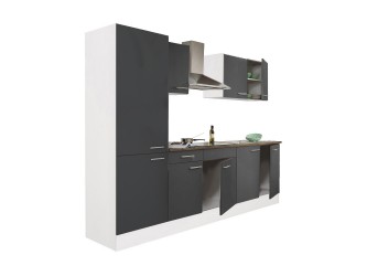 Yorki 270 konyhabútor fehér korpusz,selyemfényű antracit fronttal polcos szekrénnyel
