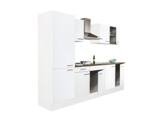 Yorki 270 konyhabútor fehér korpusz,selyemfényű fehér fronttal polcos szekrénnyel