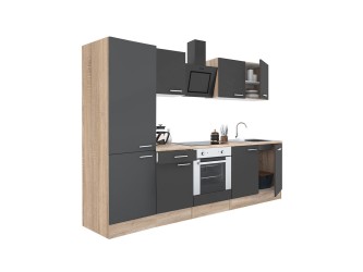 Yorki 270 konyhabútor sonoma tölgy korpusz,selyemfényű antracit front alsó sütős elemmel polcos szekrénnyel