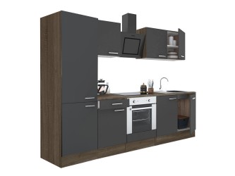 Yorki 270 konyhabútor yorki tölgy korpusz,selyemfényű antracit front alsó sütős elemmel polcos szekrénnyel
