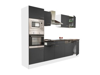 Yorki 280 konyhabútor fehér korpusszal, selyemfényű antracit fronttal