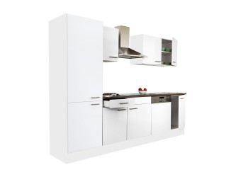 Yorki 280 konyhabútor fehér korpusz,selyemfényű fehér fronttal polcos szekrénnyel