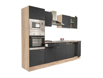 Yorki 280 konyhabútor sonoma tölgy korpusszal, selyemfényű antracit fronttal