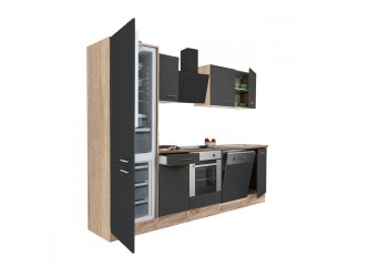 Yorki 280 konyhabútor sonoma tölgy korpusz,selyemfényű antracit front alsó sütős elemmel alulfagyasztós hűtős szekrénnyel