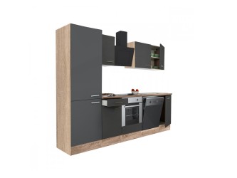 Yorki 280 konyhabútor sonoma tölgy korpusz,selyemfényű antracit front alsó sütős elemmel polcos szekrénnyel