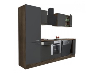 Yorki 280 konyhabútor yorki tölgy korpusz,selyemfényű antracit front alsó sütős elemmel polcos szekrénnyel