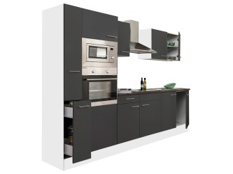 Yorki 300 konyhabútor fehér korpusz,selyemfényű antracit fronttal