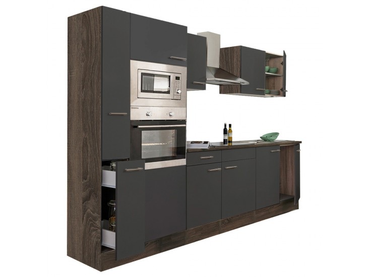 Yorki 300 konyhabútor yorki tölgy korpusz,selyemfényű antracit fronttal