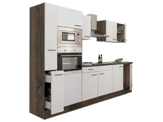 Yorki 300 konyhabútor yorki tölgy korpusz,selyemfényű fehér fronttal