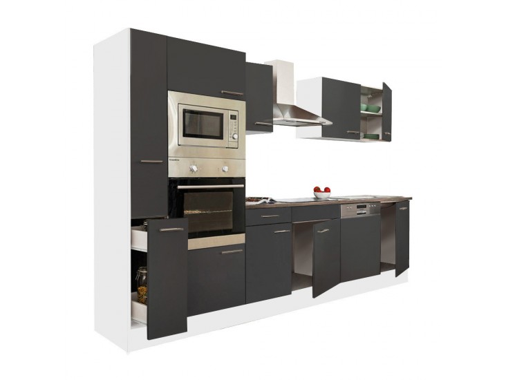 Yorki 310 konyhabútor fehér korpusz,selyemfényű antracit fronttal