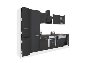 Yorki 310 konyhabútor fehér korpusz,selyemfényű antracit front alsó sütős elemmel polcos szekrénnyel