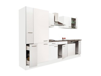 Yorki 310 konyhabútor fehér korpusz,selyemfényű fehér fronttal polcos szekrénnyel