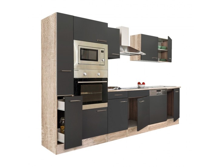 Yorki 310 konyhabútor sonoma tölgy korpusz,selyemfényű antracit fronttal