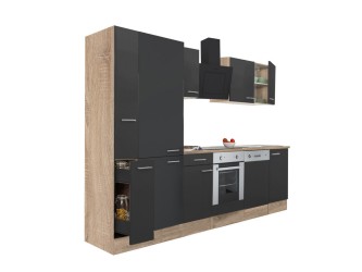 Yorki 310 konyhabútor sonoma tölgy korpusz,selyemfényű antracit front alsó sütős elemmel polcos szekrénnyel