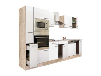 Yorki 310 konyhabútor sonoma tölgy korpusz,selyemfényű fehér fronttal