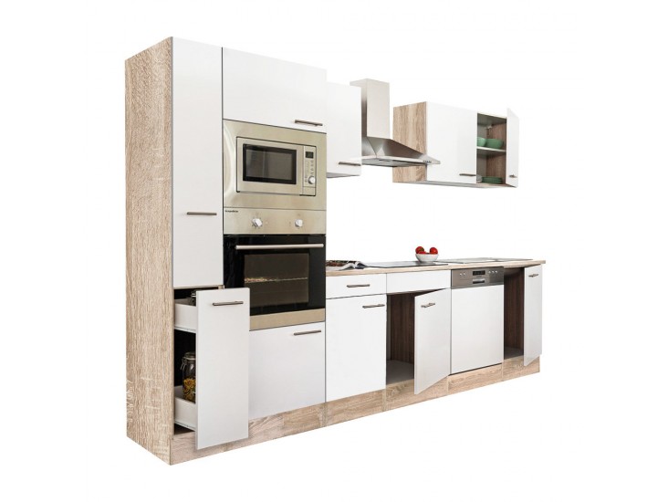 Yorki 310 konyhabútor sonoma tölgy korpusz,selyemfényű fehér fronttal