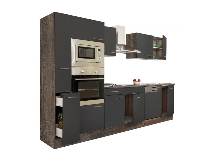 Yorki 310 konyhabútor yorki tölgy korpusz,selyemfényű antracit fronttal