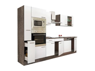 Yorki 310 konyhabútor yorki tölgy korpusz,selyemfényű fehér fronttal