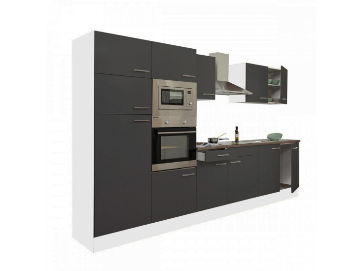 Yorki 330 konyhabútor fehér korpusz,selyemfényű antracit fronttal