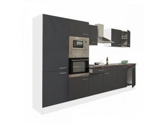 Yorki 330 konyhabútor fehér korpusz,selyemfényű antracit fronttal polcos szekrénnyel