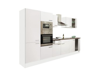 Yorki 330 konyhabútor fehér korpusz,selyemfényű fehér fronttal polcos szekrénnyel