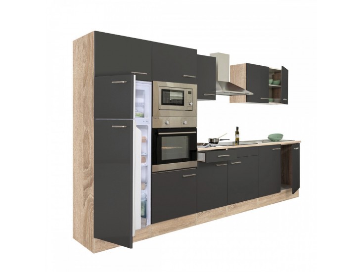 Yorki 330 konyhabútor sonoma tölgy korpusz,selyemfényű antracit fronttal