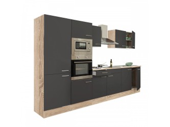 Yorki 330 konyhabútor sonoma tölgy korpusz,selyemfényű antracit fronttal polcos szekrénnyel