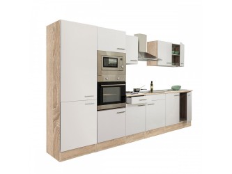 Yorki 330 konyhabútor sonoma tölgy korpusz,selyemfényű fehér fronttal polcos szekrénnyel
