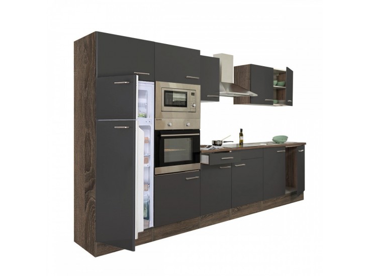 Yorki 330 konyhabútor yorki tölgy korpusz,selyemfényű antracit fronttal