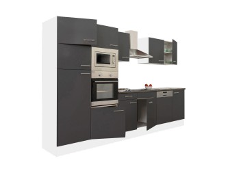 Yorki 340 konyhabútor fehér korpusz,selyemfényű antracit fronttal