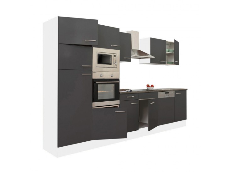 Yorki 340 konyhabútor fehér korpusz,selyemfényű antracit fronttal