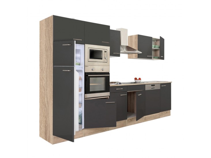 Yorki 340 konyhabútor sonoma tölgy korpusz,selyemfényű antracit fronttal