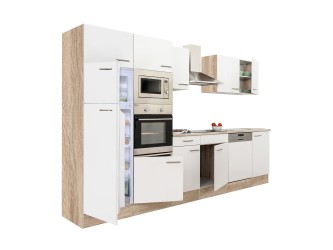 Yorki 340 konyhabútor sonoma tölgy korpusz,selyemfényű fehér fronttal