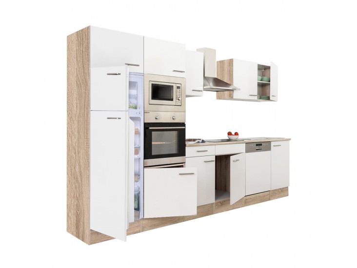 Yorki 340 konyhabútor sonoma tölgy korpusz,selyemfényű fehér fronttal