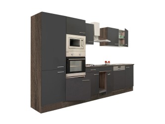 Yorki 340 konyhabútor yorki tölgy korpusz,selyemfényű antracit fronttal polcos szekrénnyel