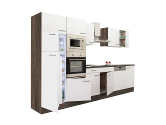 Yorki 340 konyhabútor yorki tölgy korpusz,selyemfényű fehér fronttal