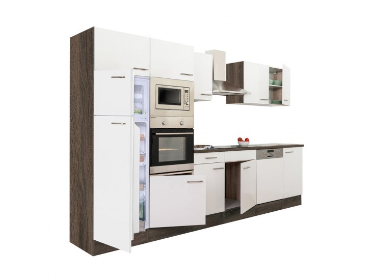 Yorki 340 konyhabútor yorki tölgy korpusz,selyemfényű fehér fronttal