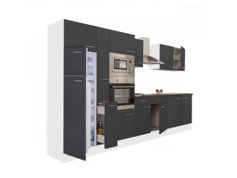 Yorki 360 konyhabútor fehér korpusz,selyemfényű antracit fronttal