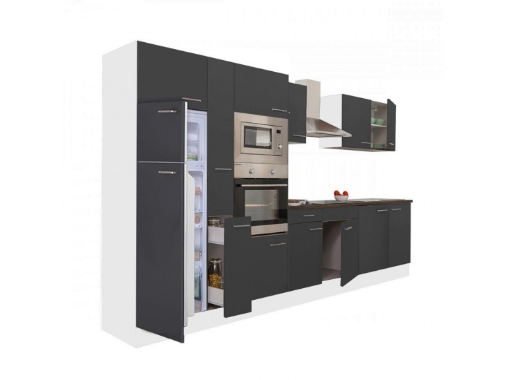 Yorki 360 konyhabútor fehér korpusz,selyemfényű antracit fronttal