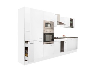 Yorki 360 konyhabútor fehér korpusz,selyemfényű fehér fronttal polcos szekrénnyel