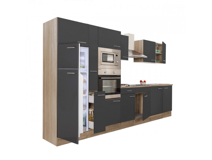 Yorki 360 konyhabútor sonoma tölgy korpusz,selyemfényű antracit fronttal