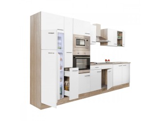 Yorki 360 konyhabútor sonoma tölgy korpusz,selyemfényű fehér fronttal