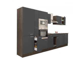 Yorki 360 konyhabútor yorki tölgy korpusz,selyemfényű antracit fronttal polcos szekrénnyel