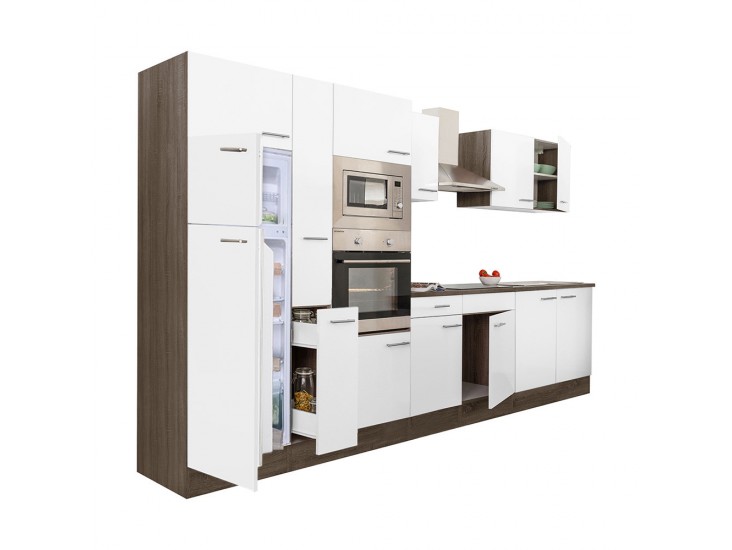 Yorki 360 konyhabútor yorki tölgy korpusz,selyemfényű fehér fronttal