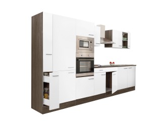 Yorki 360 konyhabútor yorki tölgy korpusz,selyemfényű fehér fronttal polcos szekrénnyel